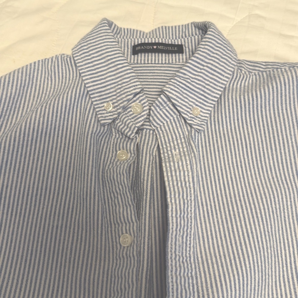 Brandy Melville Blue Striped Oxford Shirt